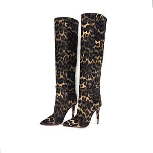 NEW Christian Louboutin Astrilarge Botta 100 Leopard Print Pointed Toe Boots 36